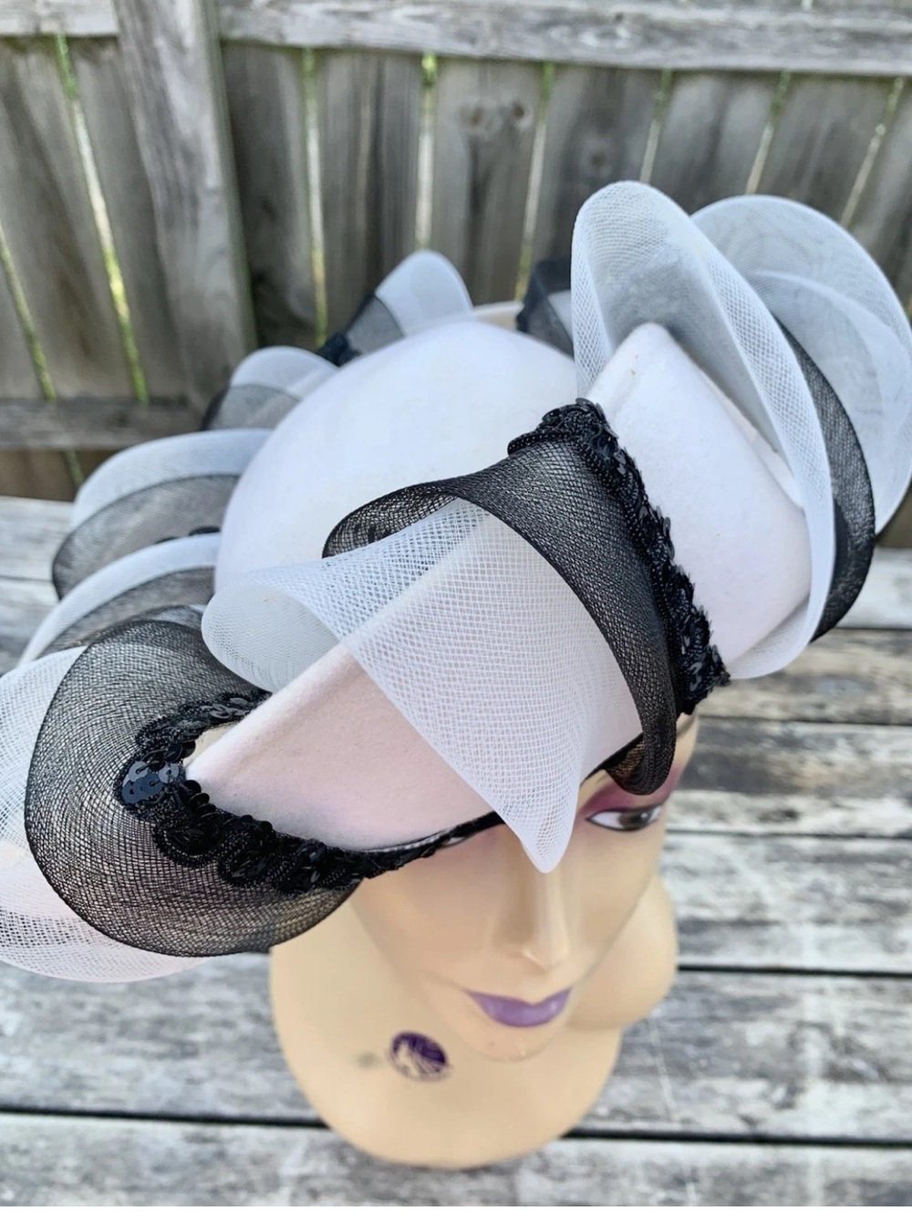 Vintage Deborah NY Crinoline Halo Saucer Wedding Derby Church Hat - Picture 4 of 6